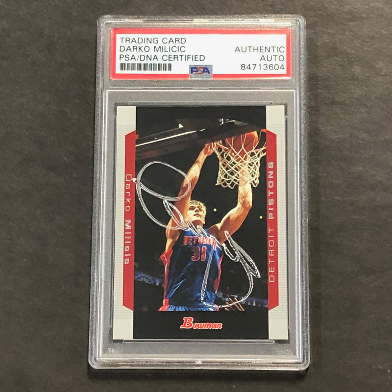 2004-05 Bowman #66 Darko Milicic Signed Card AUTO PSA Slabbed Pistons