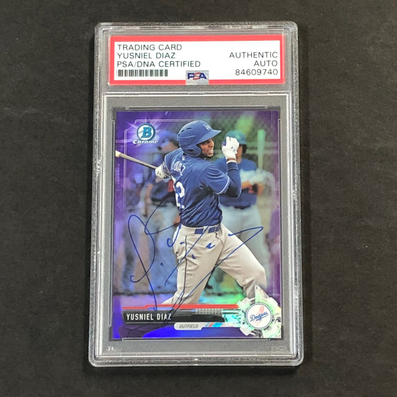 2017 Bowman Draft Purple Refractor #BDC-151 Yusniel Diaz Signed Card PSA Slabbed Auto Dodgers