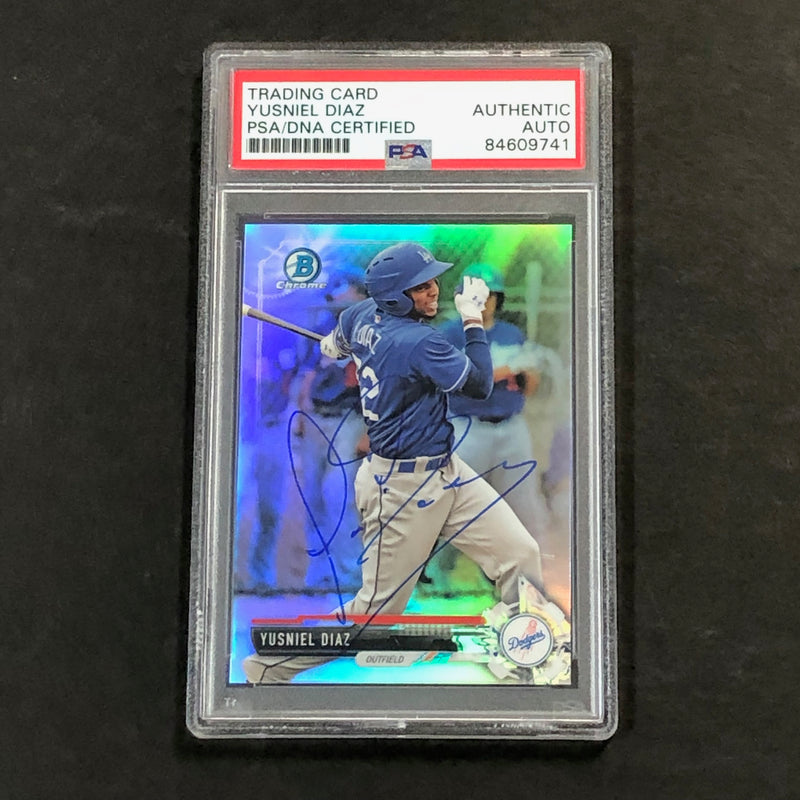 2017 Bowman Draft Refractor #BDC-151 Yusniel Diaz Signed Card PSA Slabbed Auto Dodgers