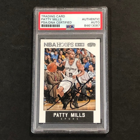 2015-16 NBA Hoops #206 Patty Mills Signed Card AUTO PSA Slabbed Spurs