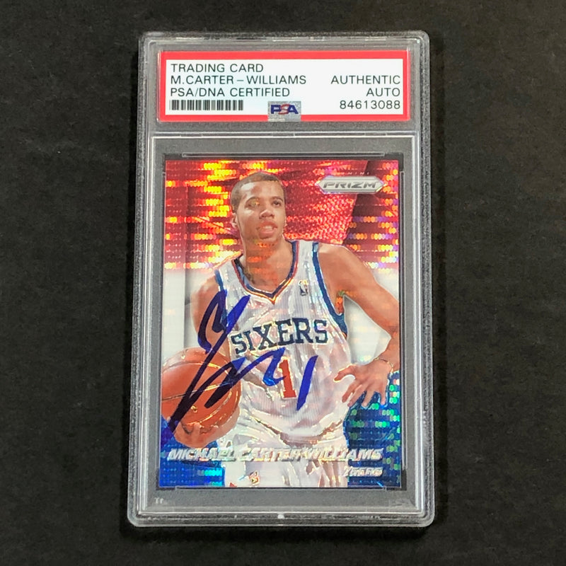 2014-15 Panini Prizm Red White & Blue #118 Michael Carter-Williams Signed Card PSA/DNA Slabbed 76ers