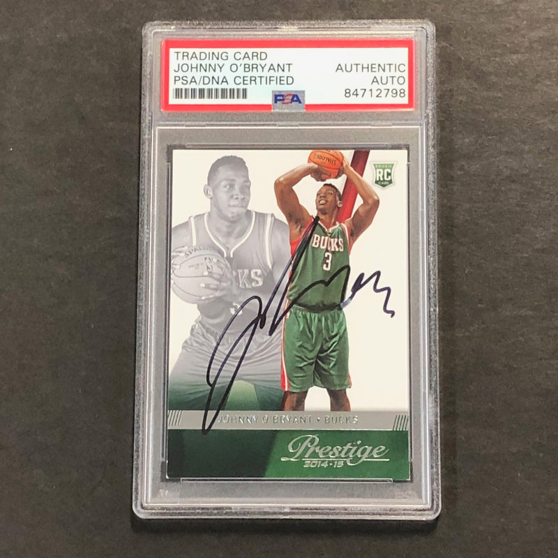 2014-15 Panini Prestige #191 Johnny O'Bryant Signed Card AUTO PSA/DNA Slabbed RC Bucks