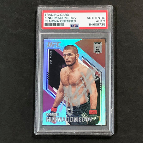 2021 Panini Chronicles Elite #146 Khabib Nurmagomedov Signed Card AUTO PSA Slabbed