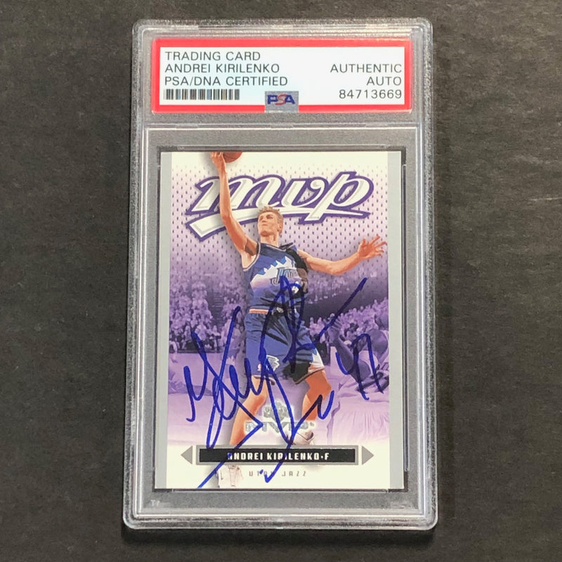 2003-04 Upper Deck MVP #186 Andrei Kirilenko Signed Card AUTO PSA Slabbed