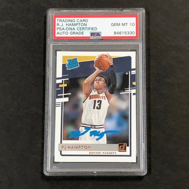 2020-21 Donruss Rated Rookie #237 RJ Hampton signed Auto 10 Card PSA/DNA Slabbed RC Nuggets
