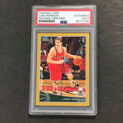 2009-10 Topps #157 Luke Ridnour Signed Card AUTO PSA Slabbed Bucks