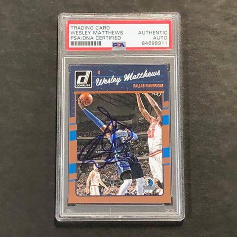 2016-17 Donruss #79 Wesley Matthews Signed Card AUTO PSA Slabbed Mavericks