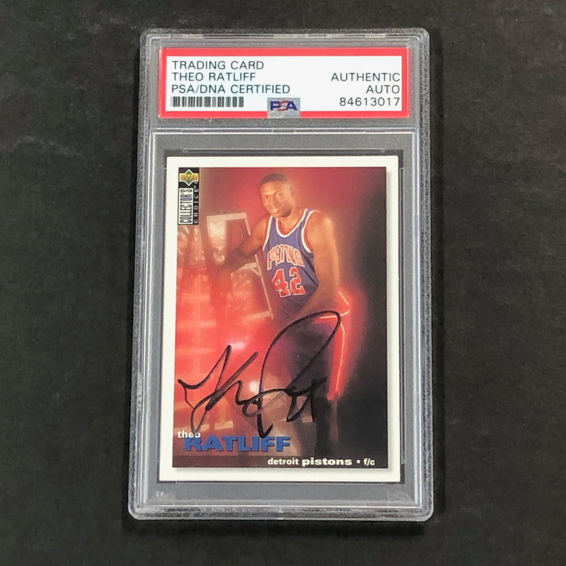 1995-96 Collector's Choice #305 Theo Ratliff Signed Card AUTO PSA Slabbed Pistons