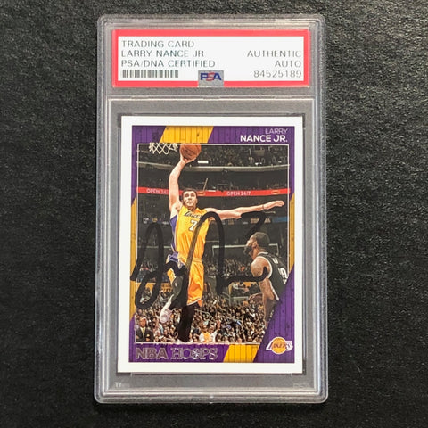 2016-17 NBA Hoops #73 Larry Nance Jr. Signed Card AUTO PSA Slabbed Lakers