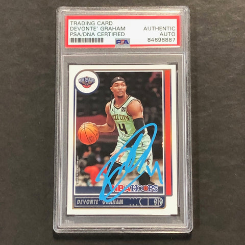 2021-22 NBA Hoops Panini Prizm #180 Devonte' Graham Signed Card AUTO PSA/DNA Slabbed Pelicans