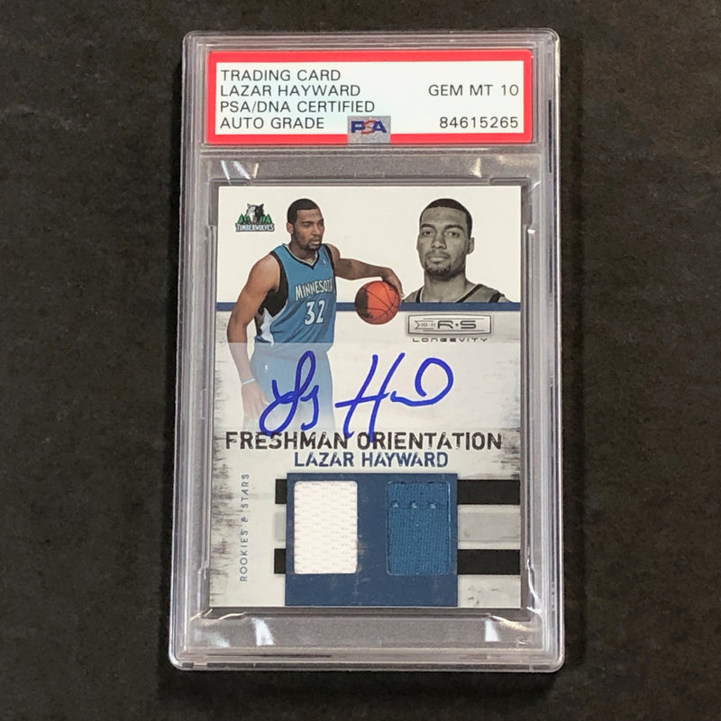 2010-11 Rookies and Stars Freshman Orientation #28 Lazar Hayward Signed Relic Card AUTO 10 PSA Slabbed Minnesota Timberwolves