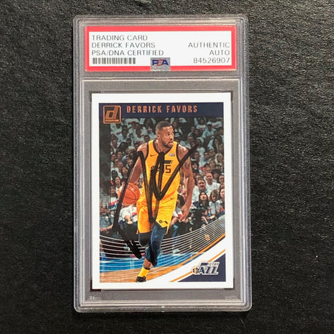 2018 Donruss Basketball #171 Derrick Favors Signed Card AUTO PSA Slabbed Jazz