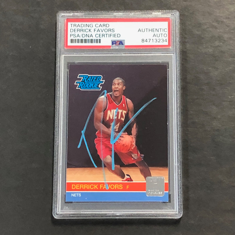 2010-11 Donruss Rated Rookie #230 Derrick Favors Signed Card AUTO PSA Slabbed Nets
