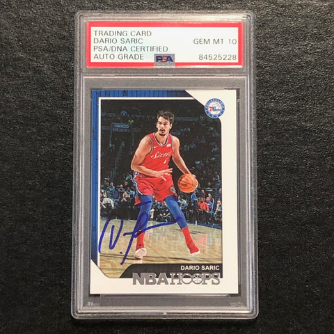 2018-19 NBA Hoops #196 Dario Saric Signed Card AUTO 10 PSA Slabbed 76ers