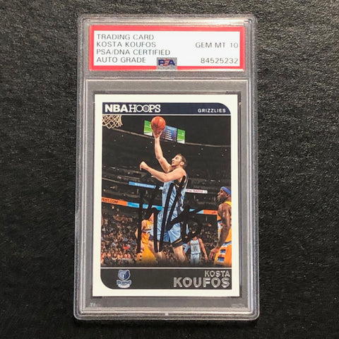 2014-15 NBA Hoops #107 Kosta Koufos signed Card Auto 10 PSA Slabbed Grizzlies