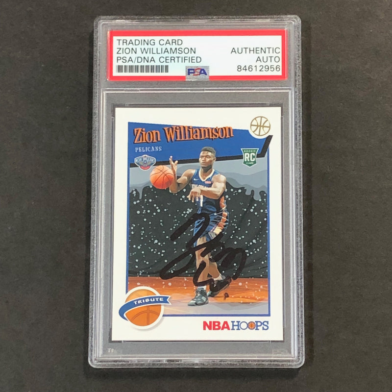 2019-20 NBA Hoops Tribute #296 Zion Williamson Signed Card AUTO PSA Slabbed RC Pelicans