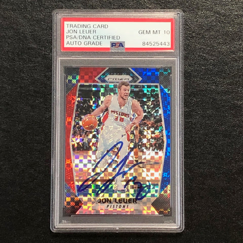 2017-18 Panini Prizm Red White Blue #178 Jon Leuer Signed Card AUTO 10 PSA Slabbed Pistons