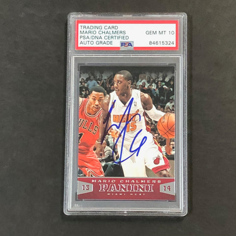 2013-14 Panini Basketball #37 Mario Chalmers Signed Card AUTO 10 PSA Slabbed Heat