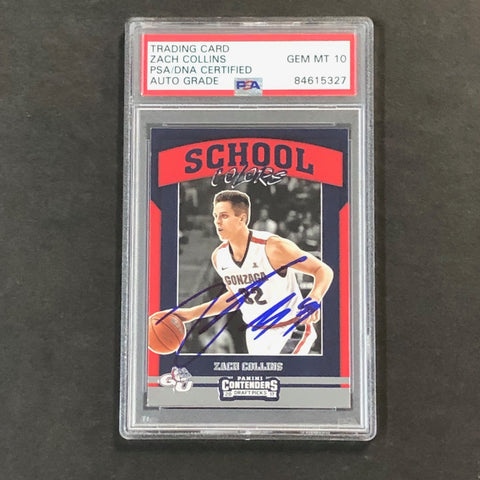 2017-18 Contenders Draft Picks School Colors #11 ZACH COLLINS Signed Card AUTO 10 PSA Slabbed Gonzaga