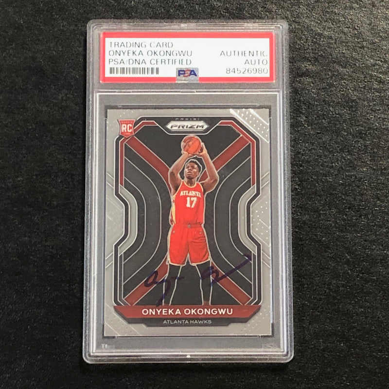 2020-21 Panini Prizm #260 Onyeka Okongwu signed AUTO Card PSA/DNA Slabbed RC Hawks