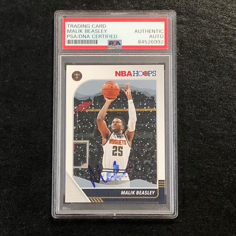 2019-20 NBA Hoops #49 Malik Beasley Signed Card AUTO PSA/DNA Slabbed Nuggets