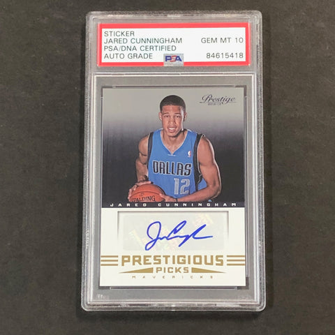 2012-13 Panini Prestige Prestigious Picks #68 Jared Cunningham Signed Card AUTO 10 PSA Slabbed Mavericks