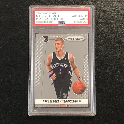 2013-14 Panini Prizm #288 Mason Plumlee Signed Card AUTO PSA Slabbed RC Nets