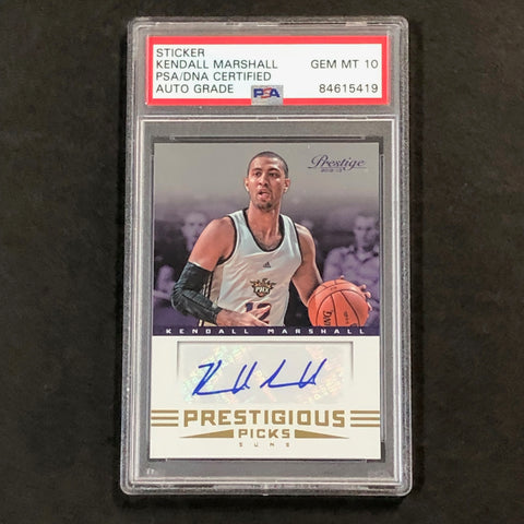 2012-13 Panini Prestige Prestigious Picks #57 Kendall Marshall Signed Card AUTO 10 PSA Slabbed Suns