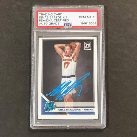 2019-20 Donruss Optic Rated Rookie #173 Ignas Brazdeikis Signed AUTO 10 PSA Slabbed RC Knicks