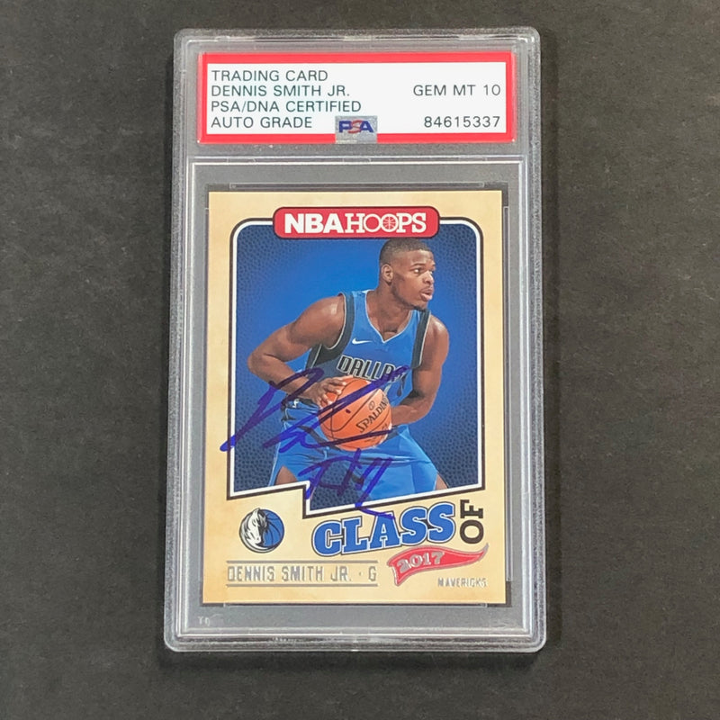 2017 NBA Hoops Class Of 2017 #9 Dennis Smith Jr. Signed Card AUTO 10 PSA Slabbed Mavericks