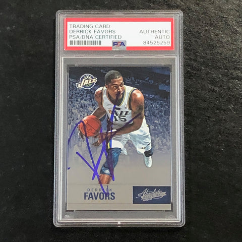 2012-13 Absolute Basketball #18 Derrick Favors Signed Card AUTO PSA Slabbed Jazz