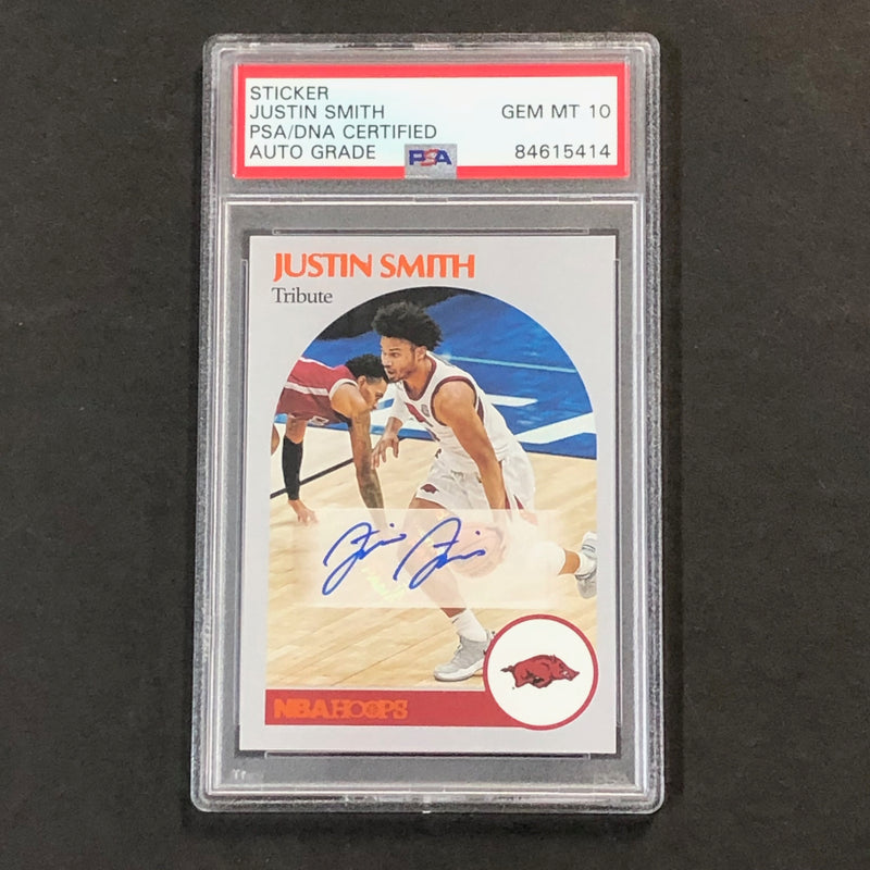 2021 NBA Hoops Tribute #JR-JSM Justin Smith Signed Card AUTO 10 PSA Slabbed Arkansas Razorbacks