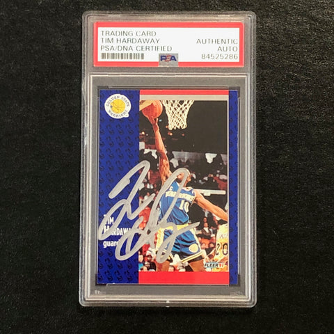 1991-92 Fleer #65 Tim Hardaway Signed Card AUTO PSA Slabbed Warriors