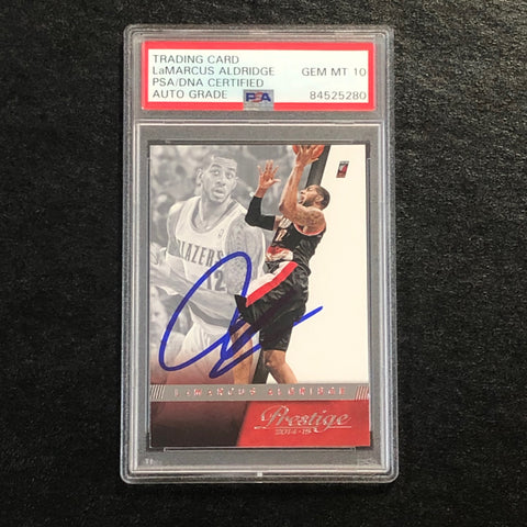 2014-15 Panini Prestige #27 LaMarcus Aldridge Signed Card AUTO 10 PSA Slabbed Trail Blazers