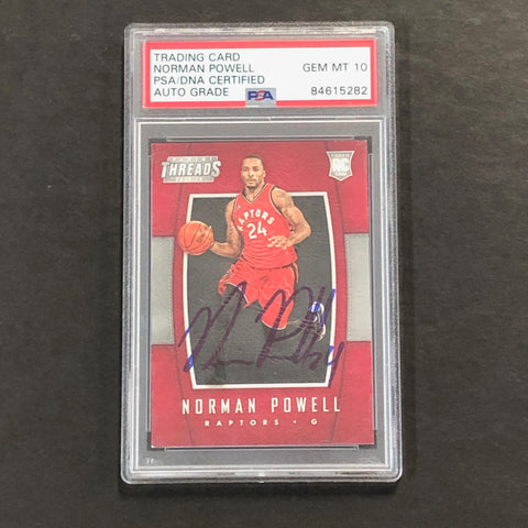 2015-16 Panini Threads #220 Norman Powell Signed Card AUTO 10 PSA Slabbed RC Raptors