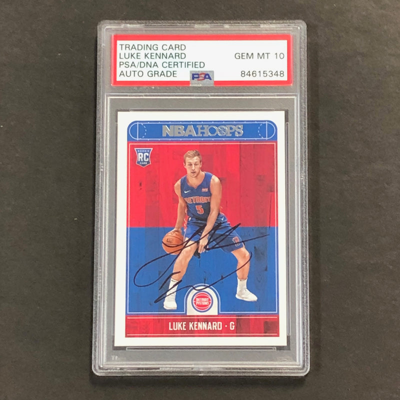 2017-18 NBA HOOPS #262 Luke Kennard Signed Rookie Card AUTO 10 PSA Slabbed RC Pistons