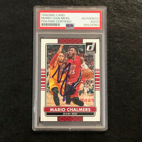 2014-15 Donruss Basketball #165 Mario Chalmers Signed Card AUTO PSA Slabbed Heat