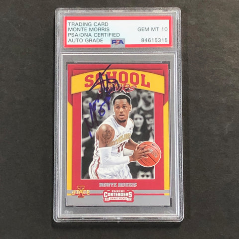 2017-18 Contenders Draft Picks School Colors #30 Monte Morris Signed Card AUTO 10 PSA Slabbed Iowa