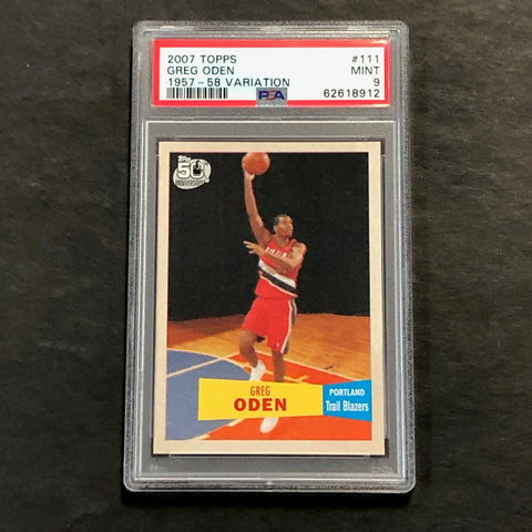 2007 Topps #111 Greg Oden Card PSA 9 MINT 1957-58 Variation