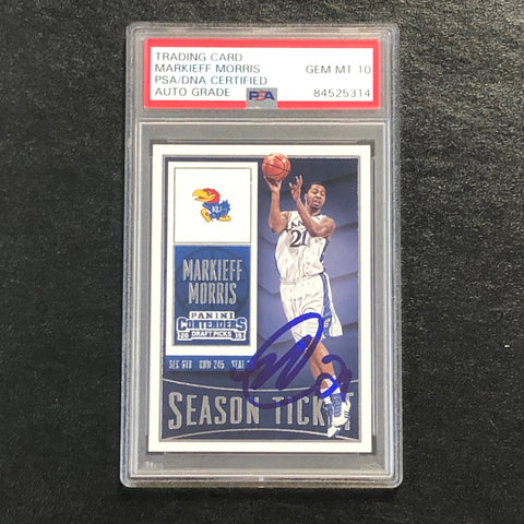 2015-16 Contenders Draft Picks Season Ticket #67 Markieff Morris Signed Card AUTO 10 PSA Slabbed Kansas