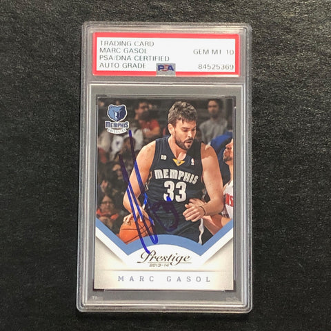 2013-14 Panini Prestige #99 Marc Gasol Signed Card AUTO 10 PSA Slabbed Grizzlies