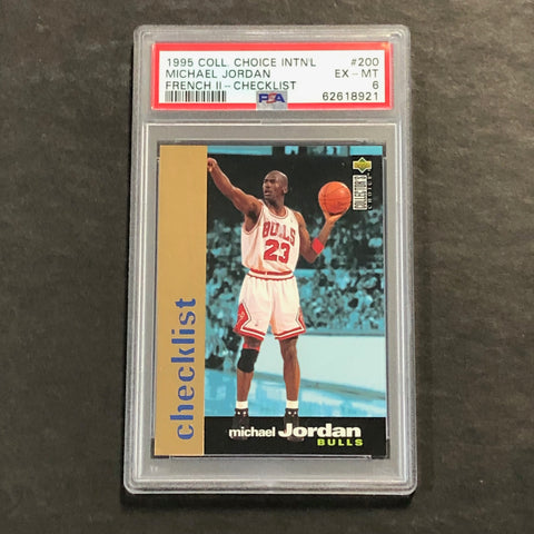 1995 Coll. Choice Intnl #28 Michael Jordan PSA 6 EX-MT French II - Checklist