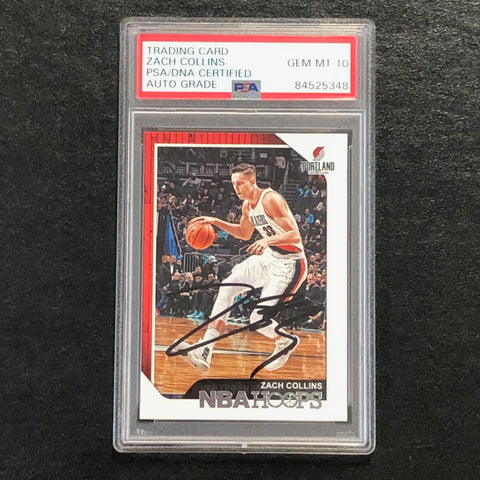 2018-19 NBA Hoops #238 ZACH COLLINS Signed Card AUT0 10 PSA Slabbed Blazers