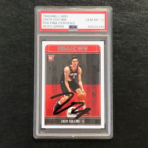 2017-18 NBA Hoops #260 ZACH COLLINS Signed Card AUT0 10 PSA Slabbed RC Blazers