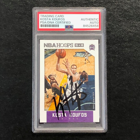 2015-16 NBA Hoops #182 Kosta Koufos signed Card Auto PSA Slabbed Kings