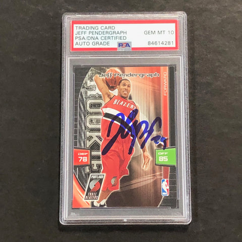 2009-10 Adrenalyn XL #223 Jeff Pendergraph Signed Card AUTO 10 PSA Slabbed Trail Blazers
