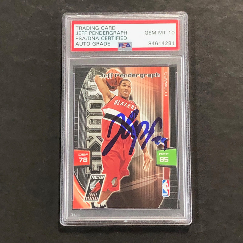 2009-10 Adrenalyn XL #223 Jeff Pendergraph Signed Card AUTO 10 PSA Slabbed Trail Blazers