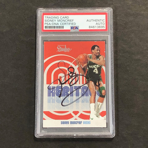 2009-10 Panini Studio Heritage #4 Sidney Moncrief Signed Card AUTO PSA Slabbed Bucks