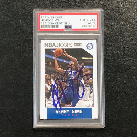 2015-16 NBA Hoops #161 Henry Sims Signed Card AUTO PSA Slabbed 76ers