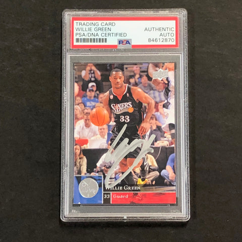 2009-10 Upper Deck Basketball #150 Willie Green Signed Card AUTO PSA Slabbed 76ers
